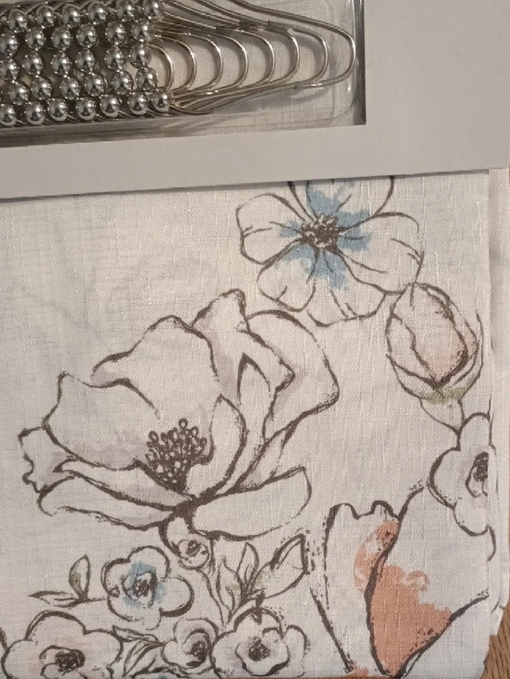 Soho Floral Shower Curtain - White, Blue, Green, Peach